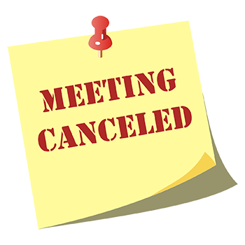 Post-it note showing the words "Meeting Canceled"